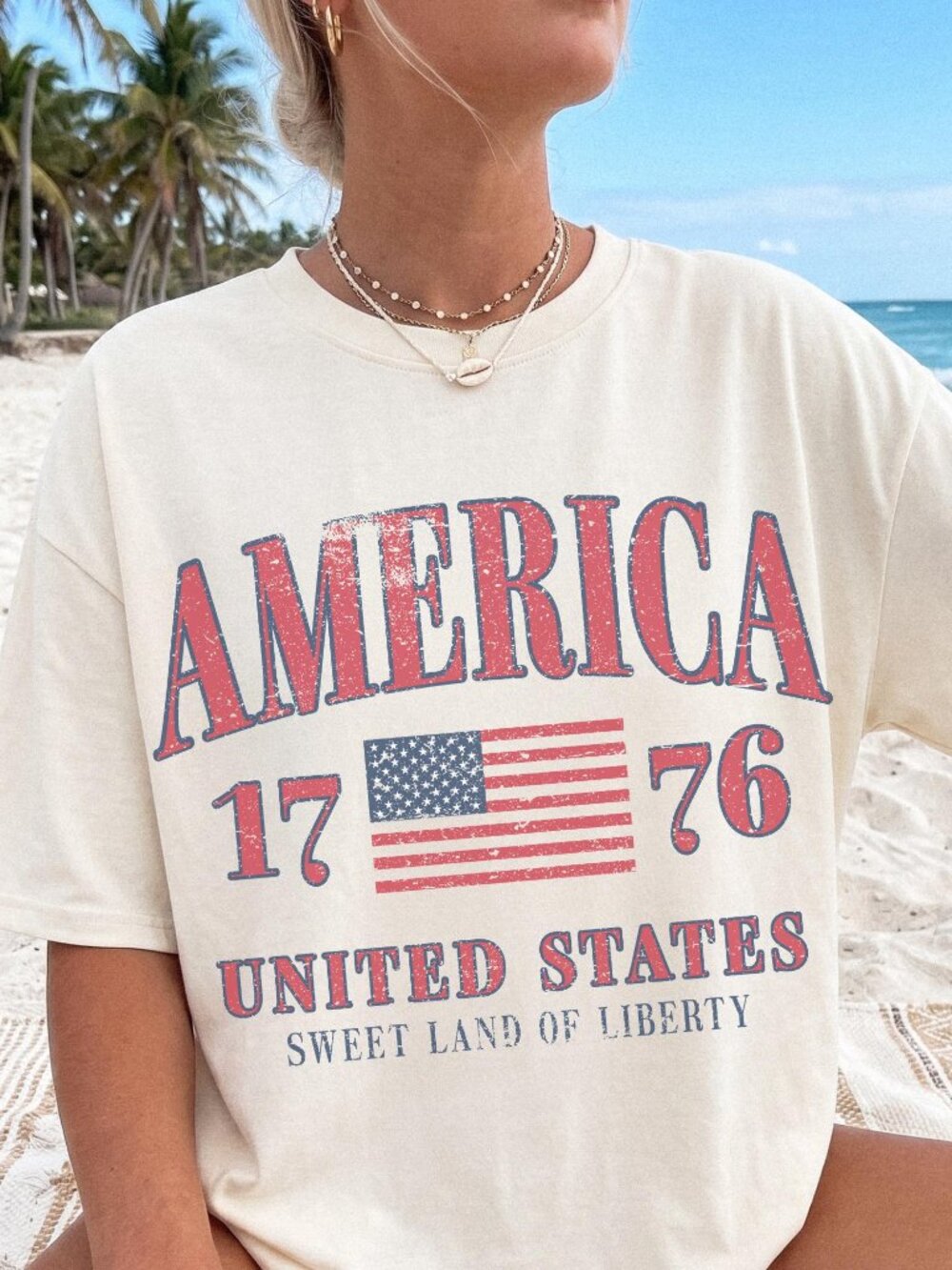 Retro America 4th Of July Shirt Preppy Fourth of July Tshirt Trendy Oversized US